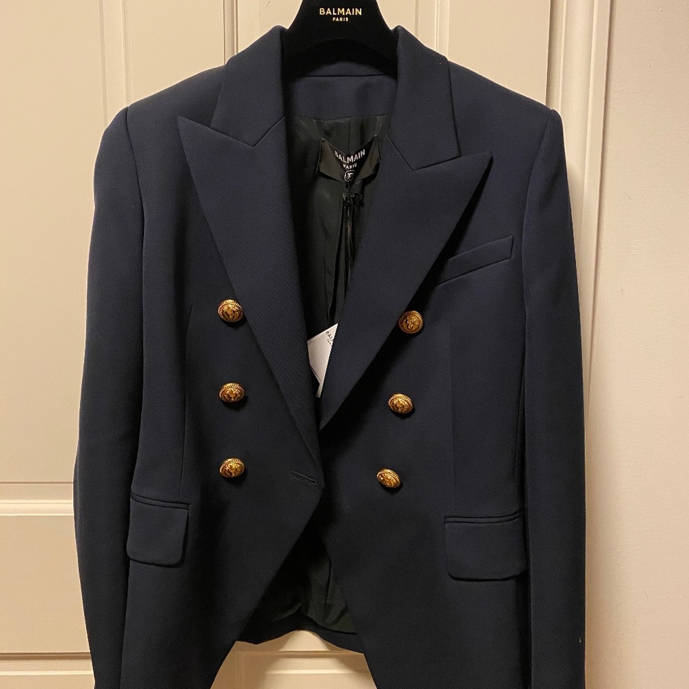 Balmain DoubleBreasted Grain de Poudre Virgin Wool Jacket size